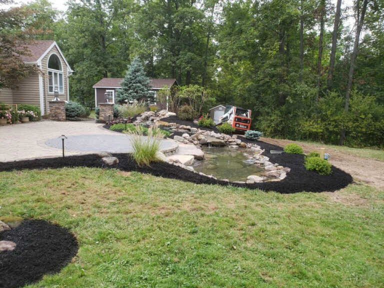 water feature and hardscape